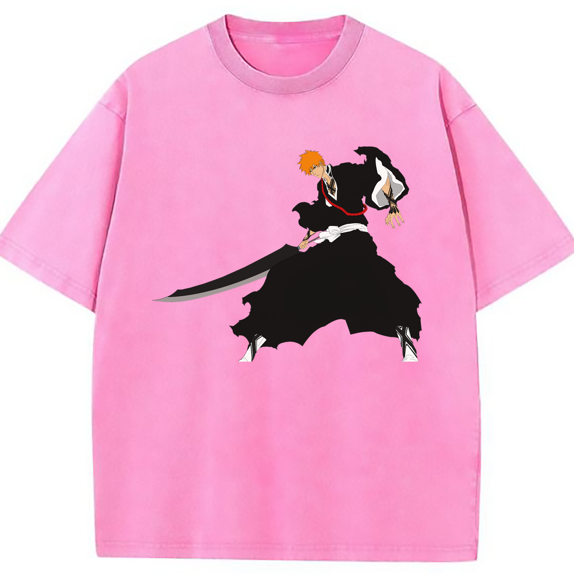 （画像用） ブリーチ 黒崎一護（くろさき いちご）BLEACH Kurosaki Ichigo 綿100% ヴィンテージ風 半袖Tシャツ（フロントプリント）